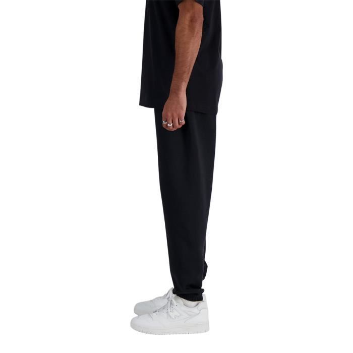 Pantalon droit - NEW BALANCE - noir - coton et polyester - coupe regular fit - taille élastiquée