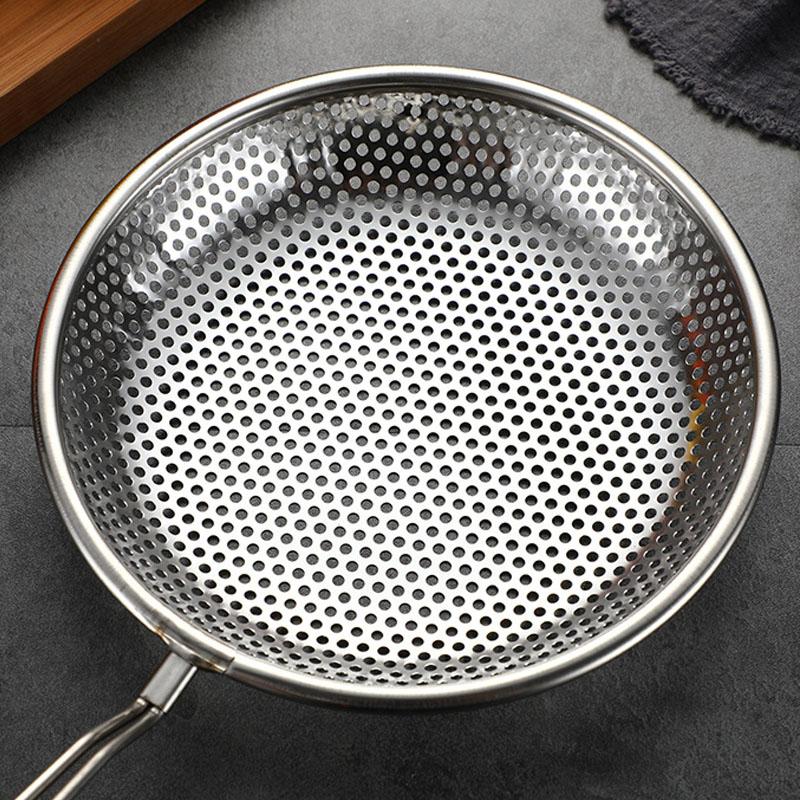 304 Stainless Steel Flat-Bottom Colander Hot Pot Fat Skimmer Spoon for Everyday Frying Steaming and Scooping Kitchen Tool