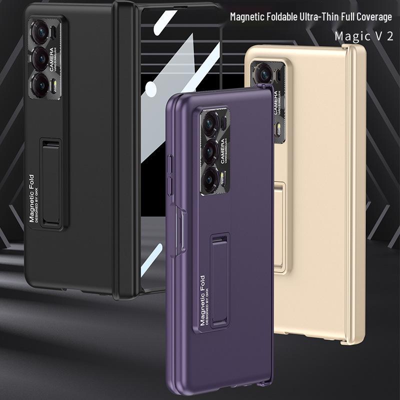 Magnetic Hinge Ultra-Thin Frosted Hard Shell Case for Honor Magic V2 - Stylish with Huawei V2 Bracket