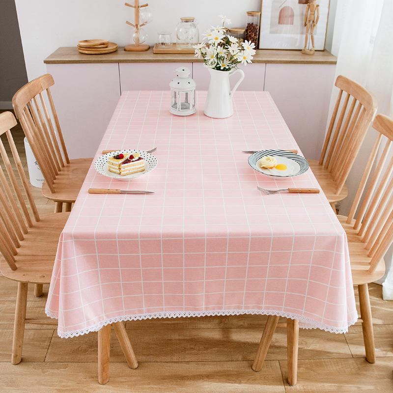 Ins Style Waterproof Wash-Free Plaid Tablecloth for Coffee and Dining Tables