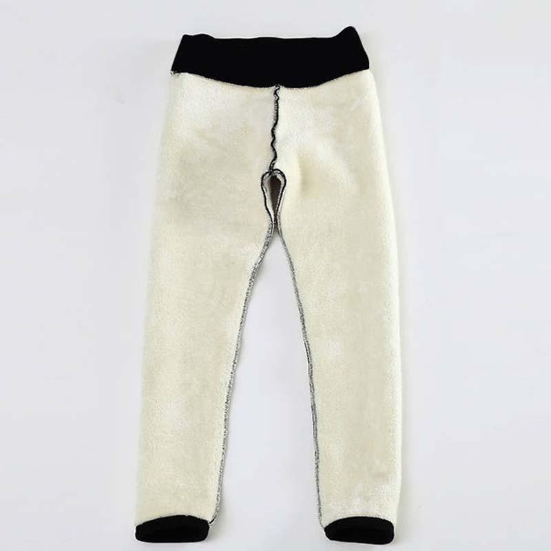 Women Winter Lamb Fleece Seamless Thermal Leggings High Waist Thick Simplicity Comfortable Solid Elastic Pants