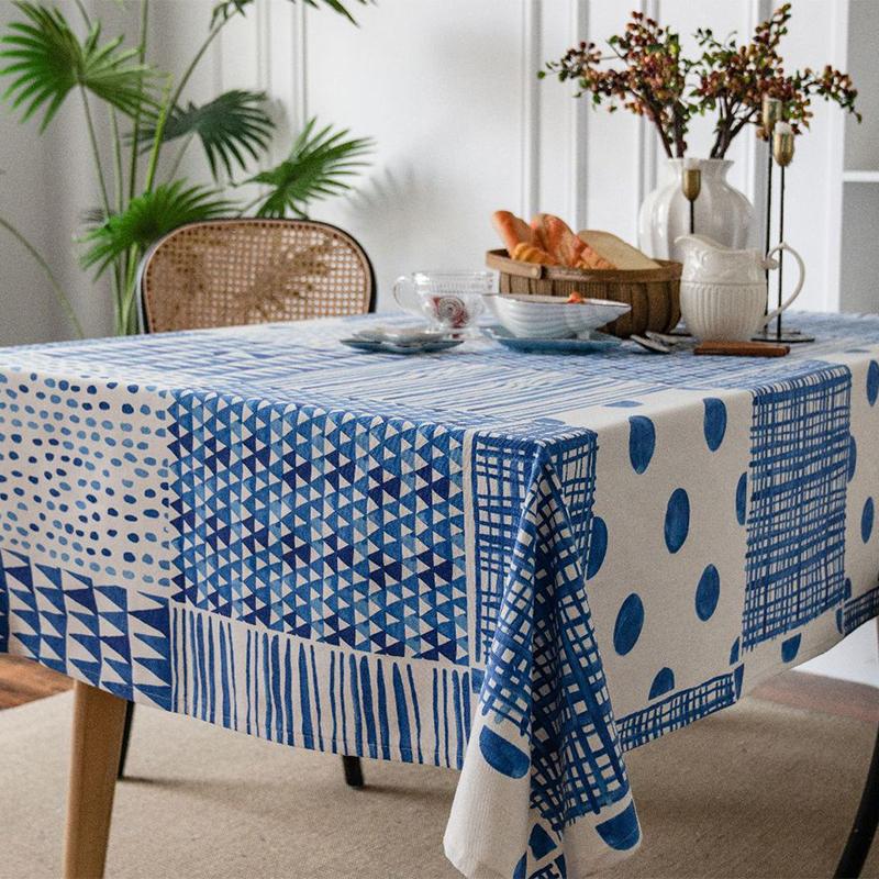 

Ретро Хлопок Льняные Скатерти Кофейный Столик Обеденный Чехол Скатерть Коврик Для Пикника Фото Фон Ткань Декор Кухни 140x180cm синий