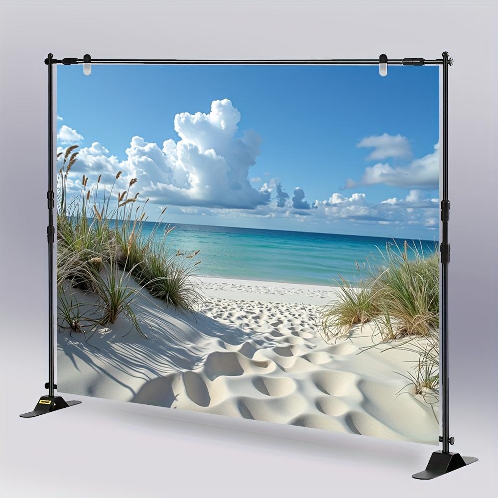 Beach Sand Dunes Grasses Blue Sky Clouds Ocean View Relaxing Coastal Scenery Tapestry Wall Hanging Decor 2D Flat Background