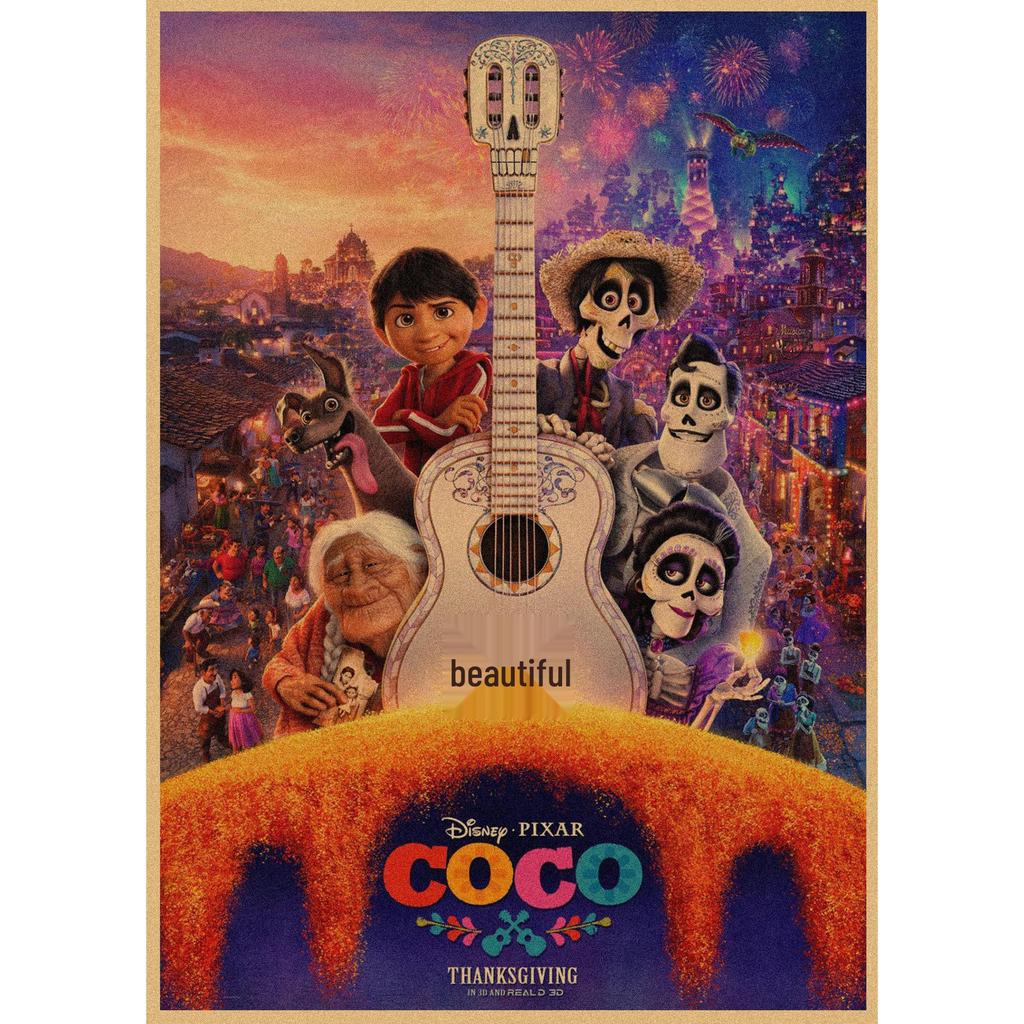 Coco Retro Anime Kraft Paper Poster - Decorative Wall Art Mural