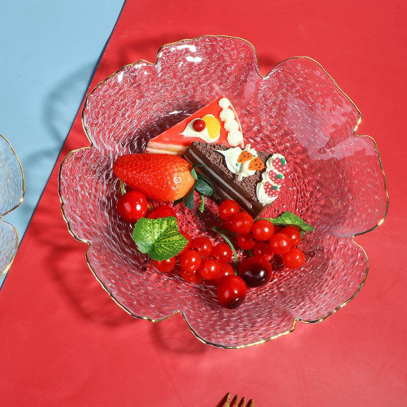 Japanese Hammered Petal Glass Dessert Plate Set