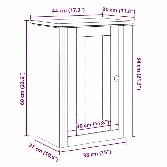 VidaXL BODO Grey Bathroom Wall Cabinet 44x30x60 Cm, Toilet Wall Cabinet, Wall-mounted Bathroom Cabinet, 4016856
