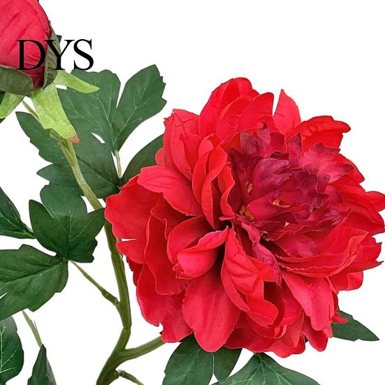 Elegant Home Floral Accents Artificial Peony Flower, Realistic 2 Heads Faux with 1 Bud, 29.9" Fake Silk Flower Arrangement Bouquet Stem for