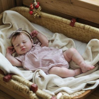 BZDOLL 50cm 20 Zoll LouLou Reborn Baby Puppe Spielzeug Lebensecht Weiche Vinyl Gliedmaßen Stoff Körper Spielzeug Wie Echte Schlafende Neugeborene Bebe Schönes Geburtstagsgeschenk