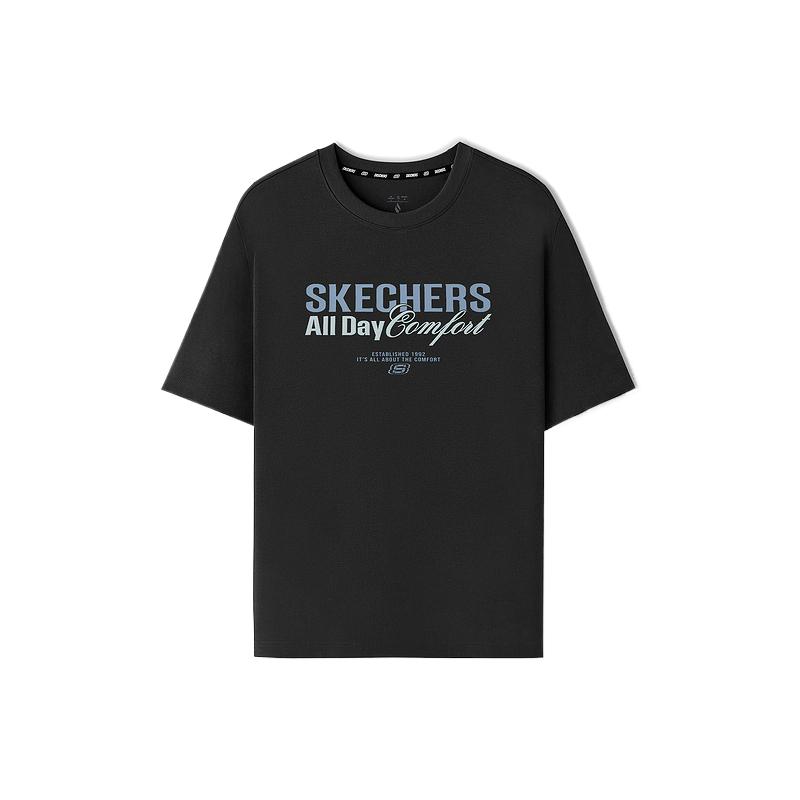 Мужская дышащая однотонная футболка-свитер Skechers с круглым вырезом L126M020-0018 S