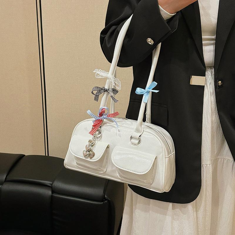 Cross Women's Bag 2025 New Korean Version of Fashion Bow Shoulder Bag Large Capacity Niche Glossy Hand Bag