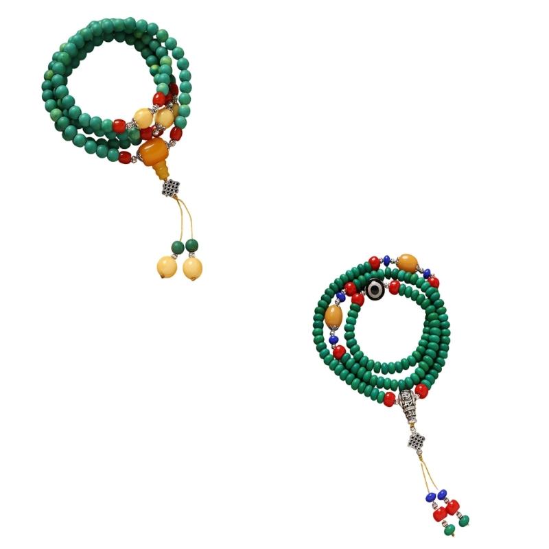 Handmade Turquoise Gemstones Prayer Beads Necklace With 8mm Round Beads Unisex Stone Wristband Cultural Spiritual Gift