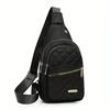 Nylon Sling Quilted Chest Bag with Gold Zipper, Multi Pocket Crossbody Bags for Women Men Daily Casual Travel Outdoor Sport Bag