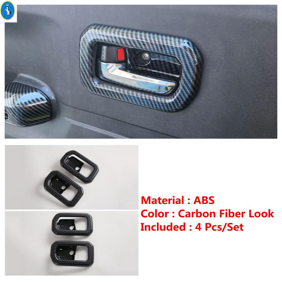 Carbon Fiber Look Inner Car Door Pull Doorknob Handle Hand-clasping Bowl Cover Trim ABS Accessories For Suzuki Jimny - 2025