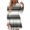 Women's Fashion Striped V-Neck Long Sleeve  Dress