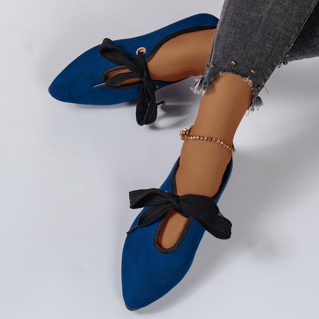 Autumn new shallow single shoes large size flat casual pointed cross strap Mary Jane women's shoes