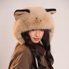 Fox Ear Plush Hat Autumn and Winter New Style Plush Velvet Thickened Warm Lei Feng Hat Head Cover Face Small Ear Protection Hat Trendy
