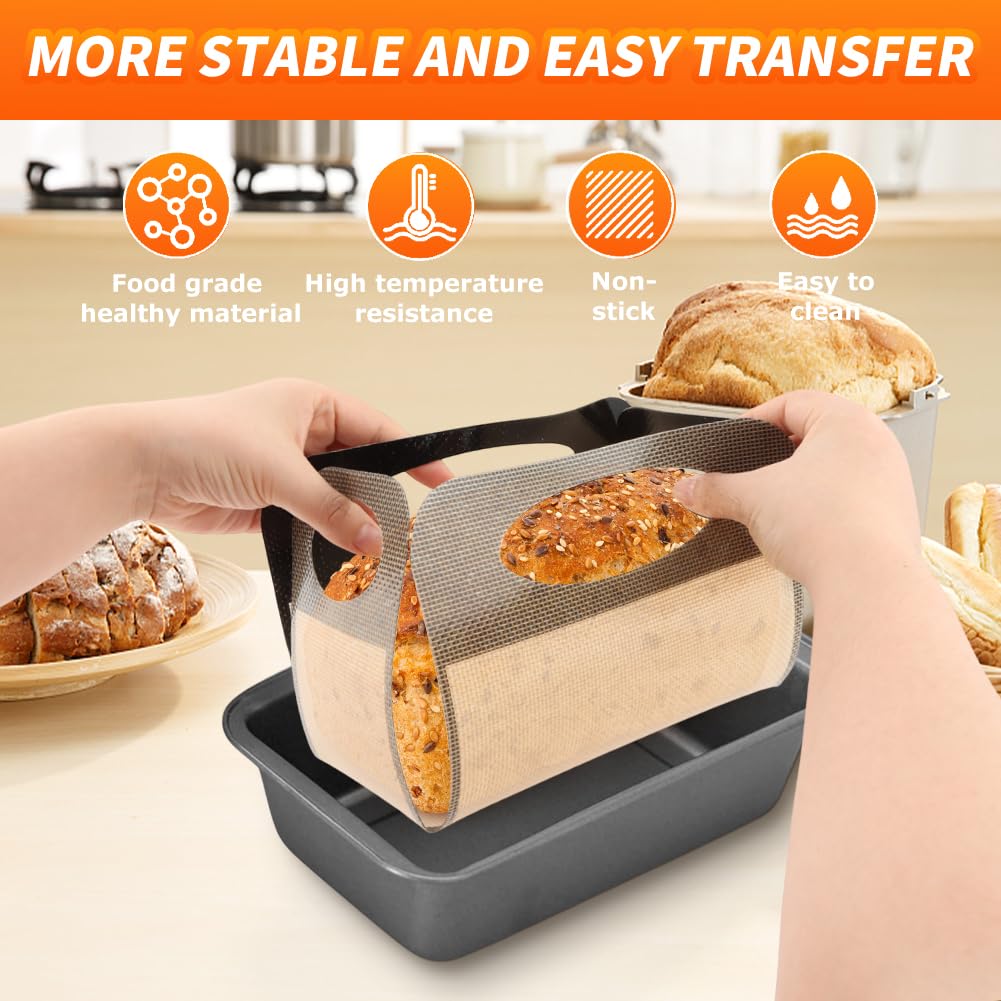 39 x 49cm Food Grade Loaf Pan Liner Reusable Bread Sling Lifter Non Stick Mat with 4 Handles (BPA Free, FDA Certified)