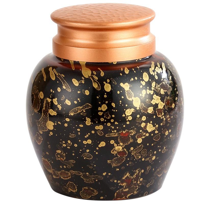 Premium Copper Tea Canister With Urushi Lacquer Sealable Storage Jar Travel Moisture-Proof Small Container