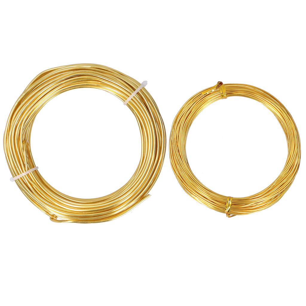 2 Rolls 1.0mm 2.0mm Aluminum DIY Jewelry Craft Making Wire Flexible Floral Jewelry Wire Gold