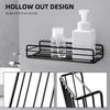Wall Shower Rack Rustproof Rectangular Bathroom Storage Shelf   for Bathroom Kitchen Balcony Black