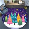 Colorful Trees Snow Winter Round Area Rug,Carpet Rug for Living Room Bedroom Sofa Playroom Decor,Non-slip Floor Mat