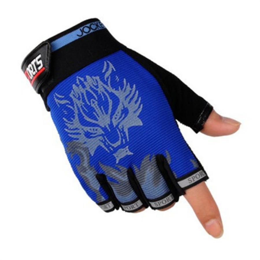 Wolf Print Half Finger Cycling Gloves, Anti-Slip Breathable Sports Gloves for Outdoor Activities
