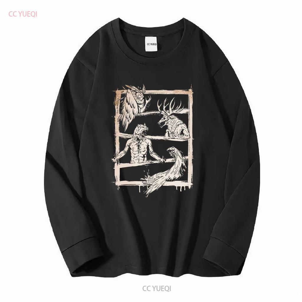 New Limited Cryptid Legends Mothman Wendigo Dogman Lake Monster T Shirt vintage Washed homme Versatile Unisex designer clothes