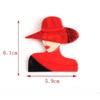 Acrylic Lady with Hat Brooch Cartoon Modern Girls Badge Women Portrait Pin  Clothing Accessories