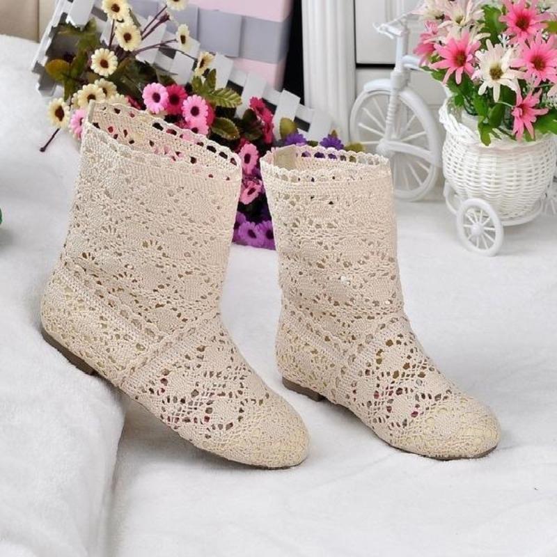 New Spring and Autumn Flat Heel Short Boots Hollow Boots Flat Single Boots Martin Boots Net Boots Hole Shoes Short Women's Boots