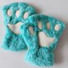 Cute Cat Claw Paw Plush Mittens Warm Soft Plush Short Fingerless Fluffy Bear Gloves for Woman