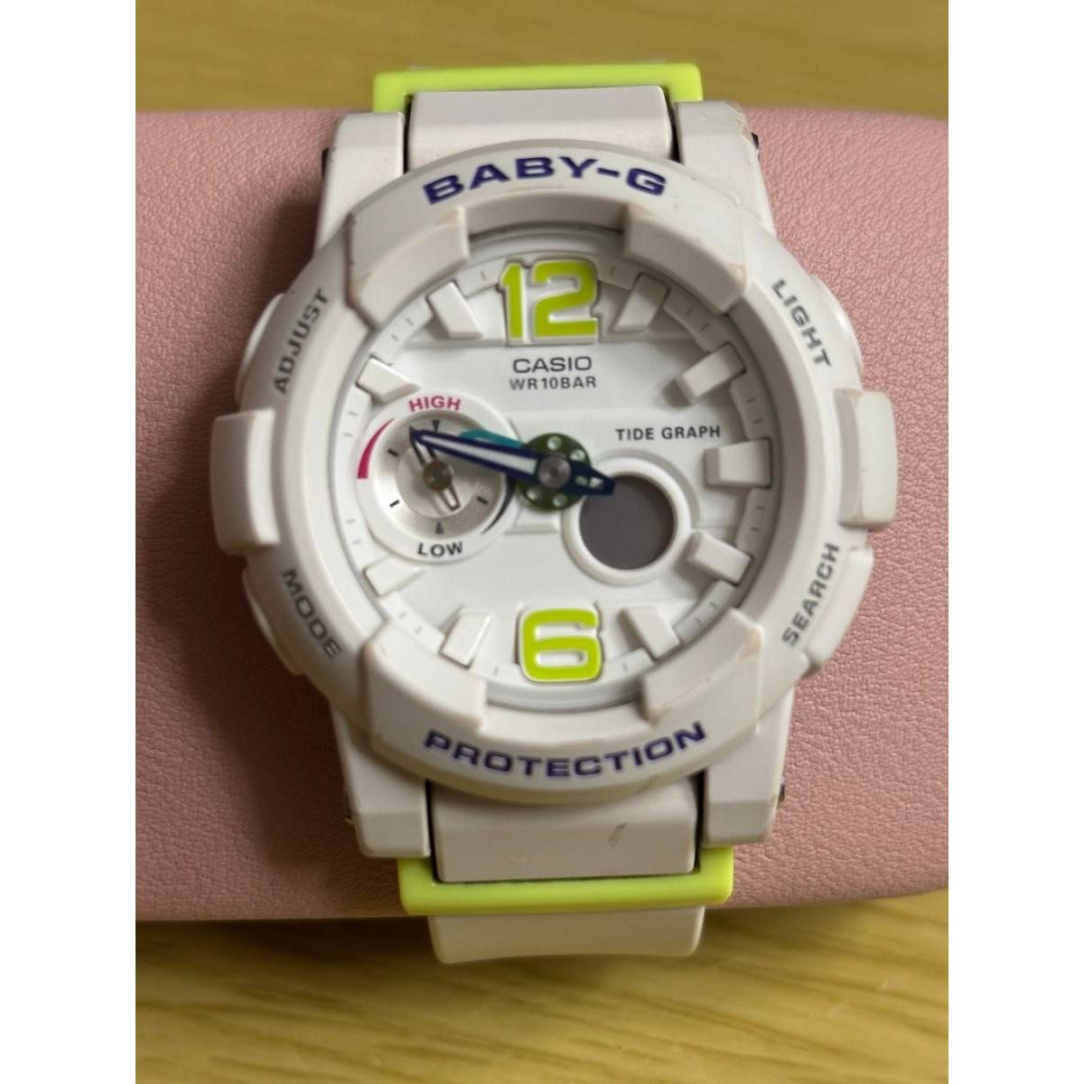 CASIO Baby-G 5381BGA-180 White Neon Yellow WR10BAR Used item! Battery is dead!