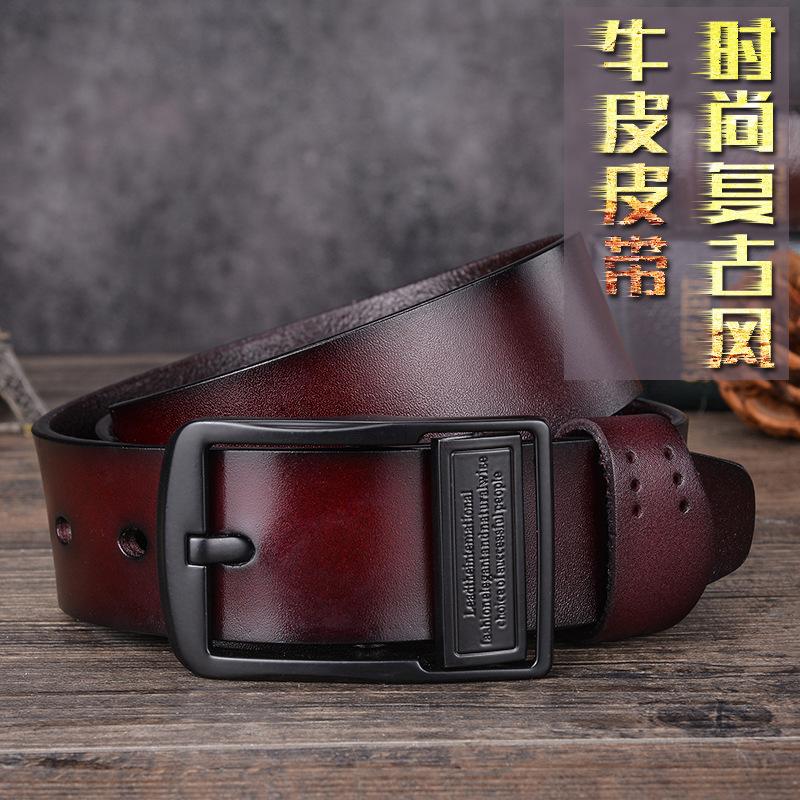 Men'S Leather Belt Cowhide Belt Men'S Casual Retro Belt
