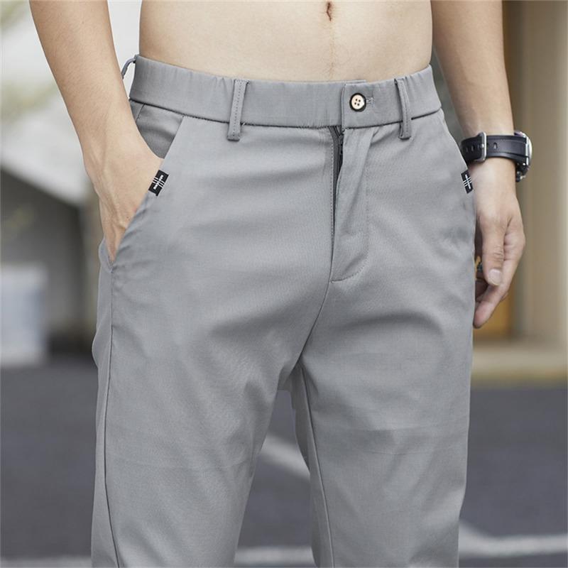 Business Casual Pants Boys Elastic Straight Simple and Comfortable Fashion Trend Slim Ice Pants