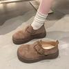 Loafersy na platformie damskie 2025 jesień nowa moda wszechstronne krótkie botki antypoślizgowa miękka podeszwa okrągły nosek zamszowe buty wsuwane