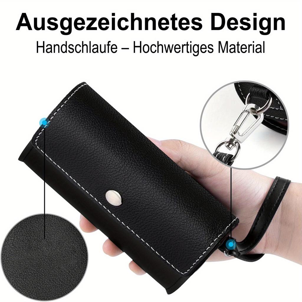 (German printing)Weekly Pill Organizer 2 Times a Day 7 Day Pill Box with PU Leather Case Portable Travel Medication Container