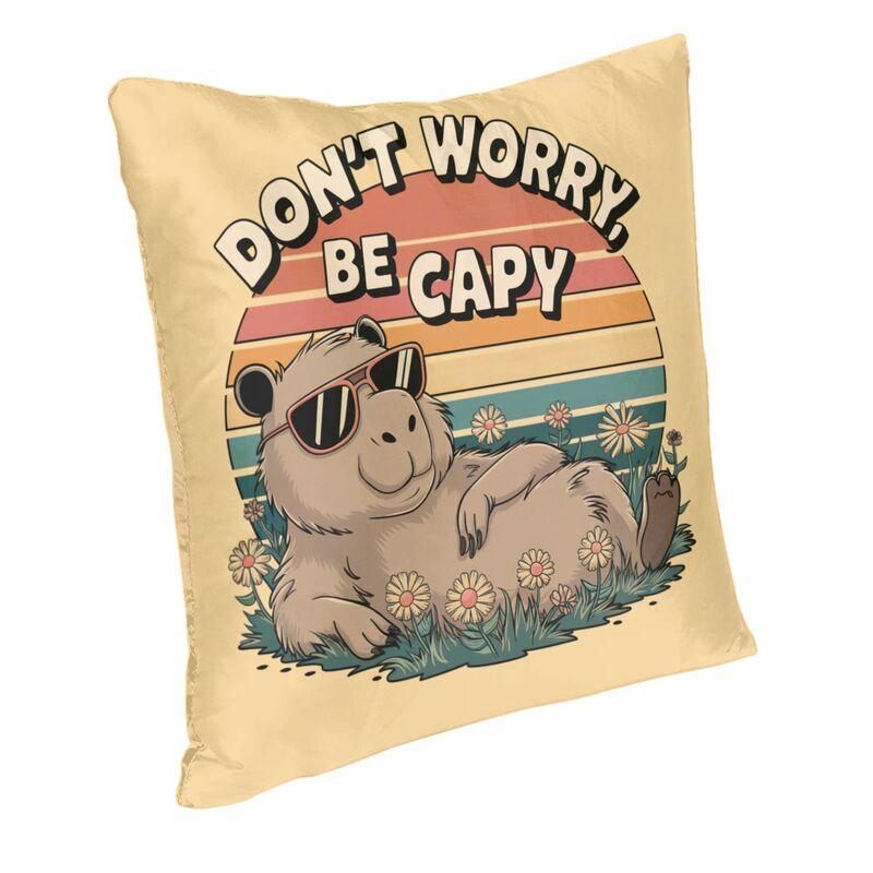 Don'T Worry Be Cappy Capybara Cushion Cover Two Side Print Throw Pillow Case For Living Room Fashion Pillowcase Home Decor