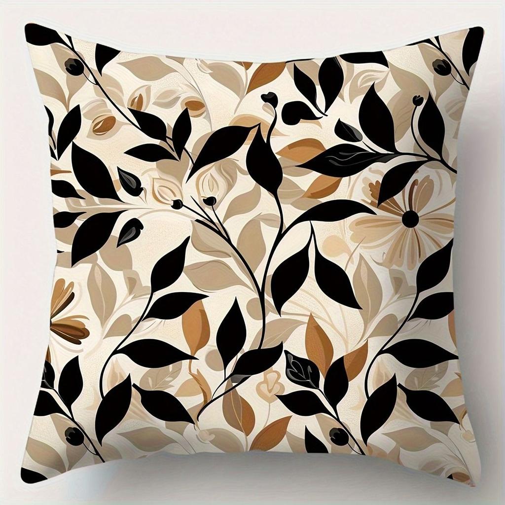 Floral Leaf Patterned Pillow Covers for Home ,Sofa Bedroom Cushion Cover, Single-sided Printing, Without Pillow Core