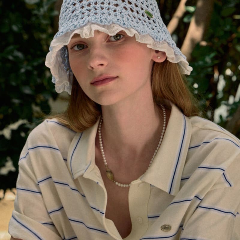 

NONLOCAL Lace Knit Bucket Hat - Blue Blue_FREE