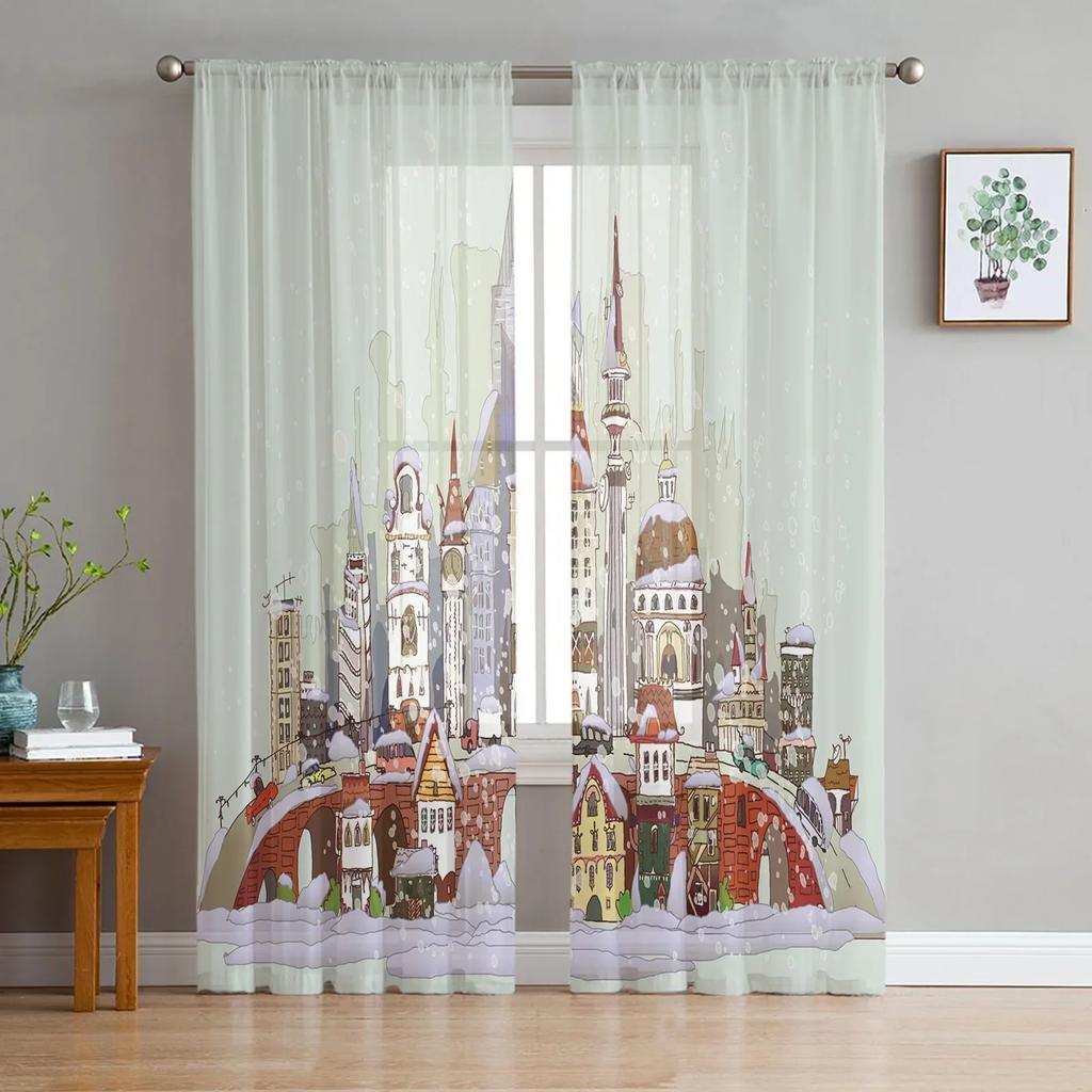 Castle Window Desk Moon Cat Book Sheer Window Drapes for Living Room the Bedroom Contemporary Curtains Curtain Panels