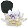 Lotus Flower Suncatcher Crystal Ornament with Amethyst and Feng and Healing Object Pebbles, Purifying, Shui, Entryway, Wealth, (Yellow)