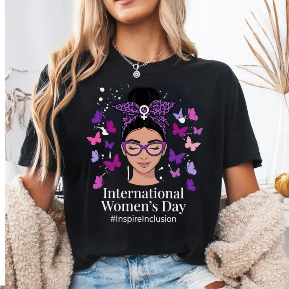2026 International Womens Day Gift TShirt Butterfly Empowered Women Shirt Feminist Graphic Tee Girl Power Tshirt Fashion Tops