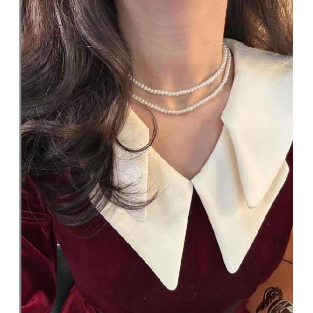 Simple and elegant versatile cream white necklace Perfectly round and bright baby Zhushijia Pearl14K Gold-plated necklace
