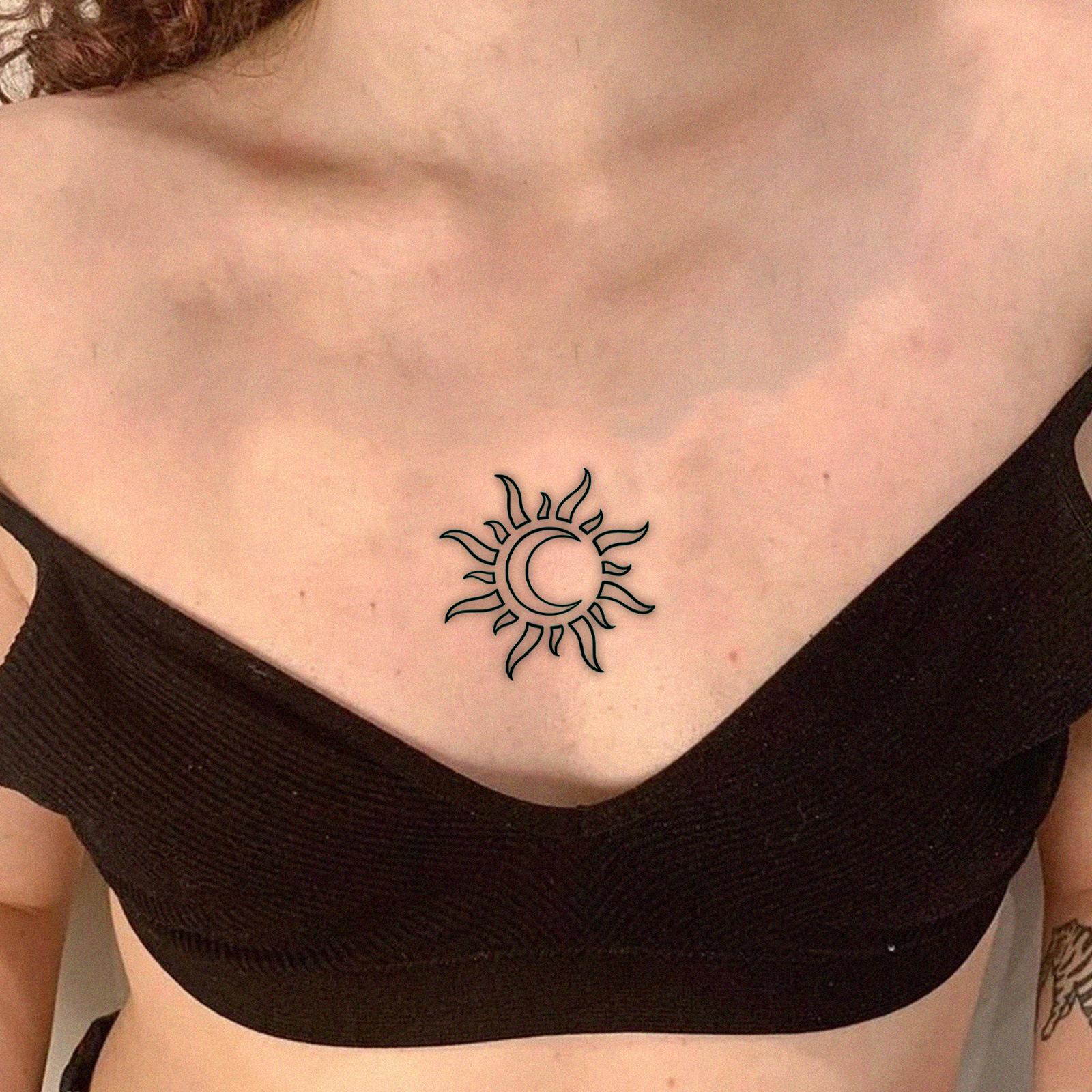 Glow Makeup Unisex Herbal Semi-Permanent Premium Sense Simple Sun Moon Sun Tattoo Sticker