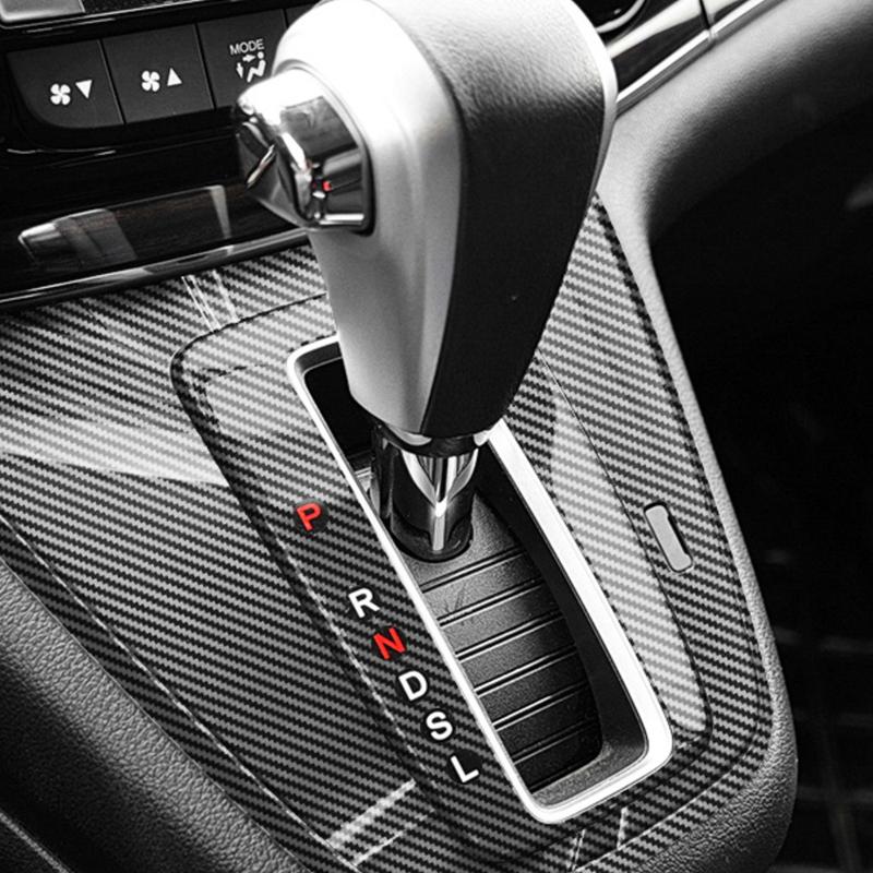 Interiör Växelväljare Panel Dekor Klistermärke Skydd Trim Vänsterstyrd Passar för Honda CRV 2012 2013 2014 2015 2016 Svart Kolfiberstil
