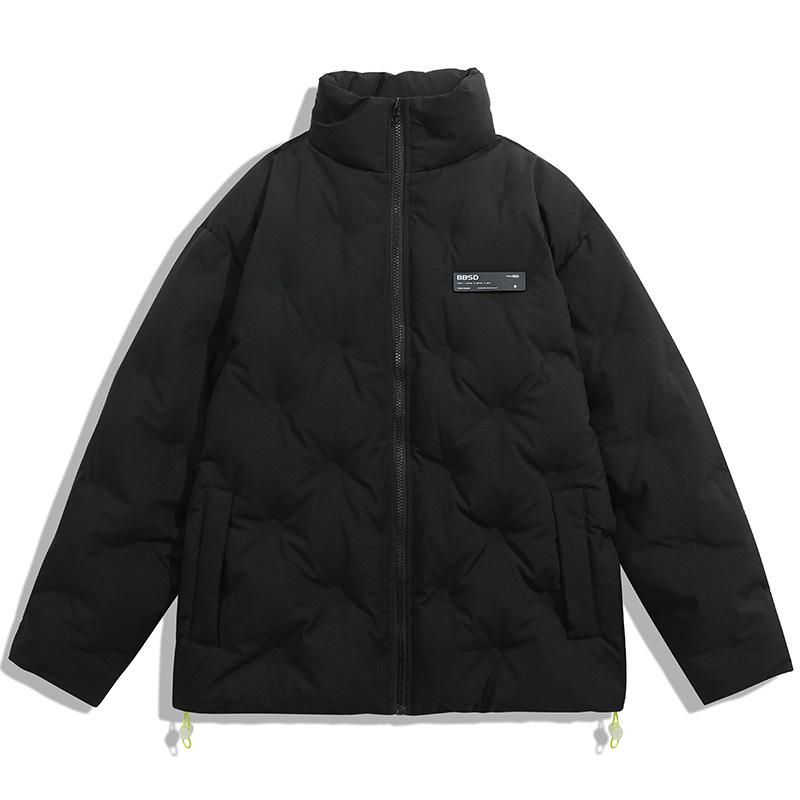 

Men s autumn and winter new down jackets, trendy brand warm couple down jackets, men s and women s stand-up collar bread jackets M