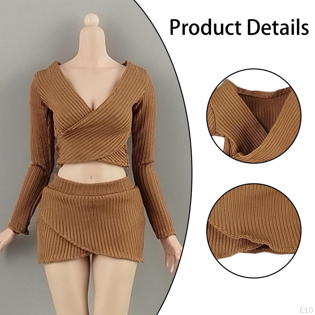 1:6 Female Crop Tops Action Figure Clothes Fashion Handmade Cosplay Long Sleeve Top for 12''