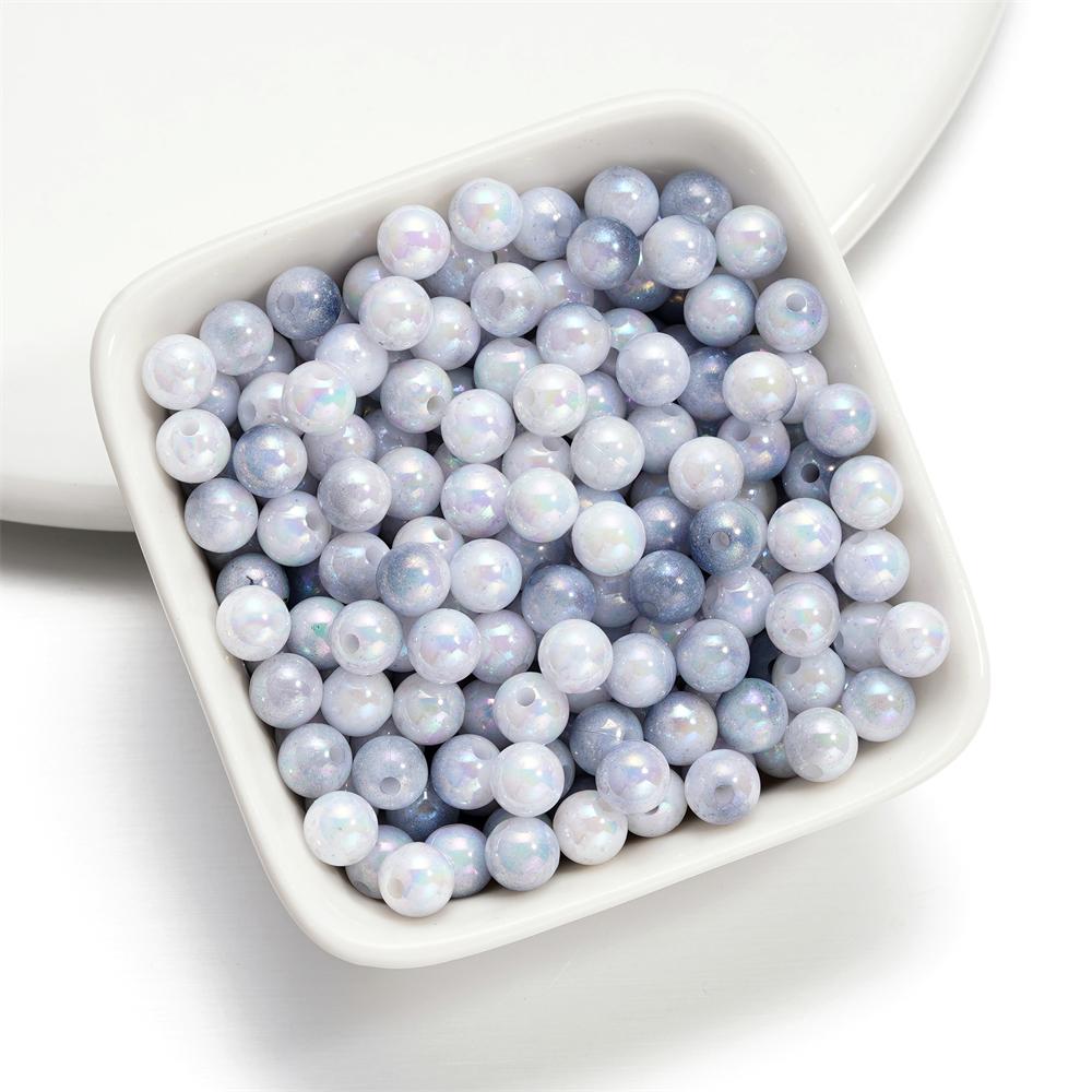10g 4/6mm Acrylic Aurora Spacer Beads Gradient AB Color Imitation Pearl Round Bead for DIY Bracelet Jewelry Accessories
