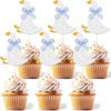 12pz Oca Buffa Torta Torta di Compleanno Inserimento Cartoncino Torta di Compleanno Mangiare Topper per Cupcake Compleanno Bambini