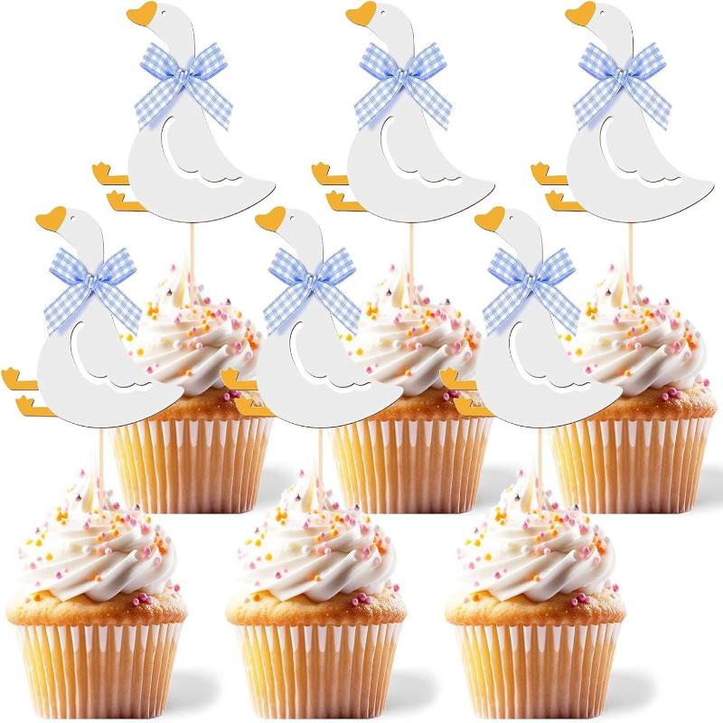 12pz Oca Buffa Torta Torta di Compleanno Inserimento Cartoncino Torta di Compleanno Mangiare Topper per Cupcake Compleanno Bambini