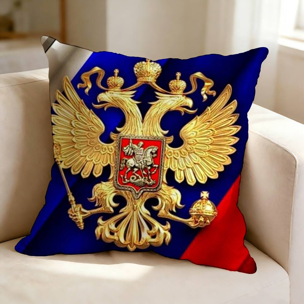Russian Flag  Square DoubleSided Printed Pillow Case Bedroom Bedside Pillow Sofa Cushion Cover